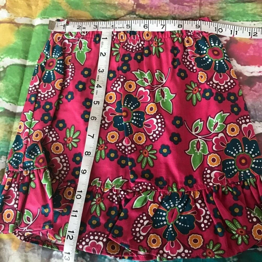 Chez Ami Patsy Aiken Girls Skirt Size‎ 5 Plum Floral Print Twill Elastic Waist